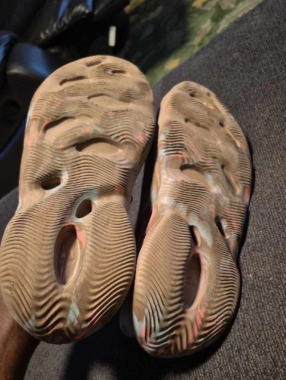 Yeezy Foam Runner Slip-On Clog in Taupe with Pink & Blue Accents